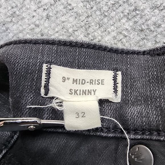 Madewell Jeans Womens 32 Black Sea 9" Mid-Rise Skinny Distressed Casual Stretch - Picture 3 of 16